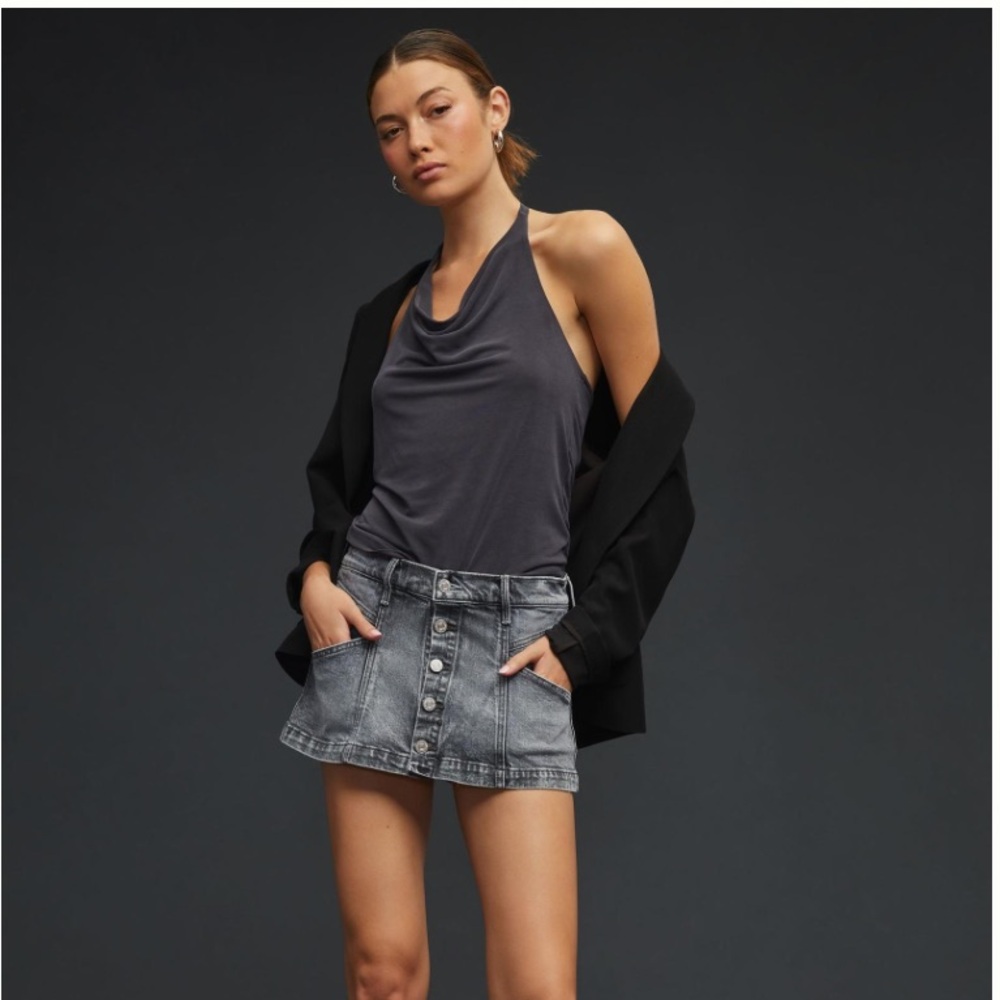 MOTHER Superior The Breaker Micro Mini Denim Skort